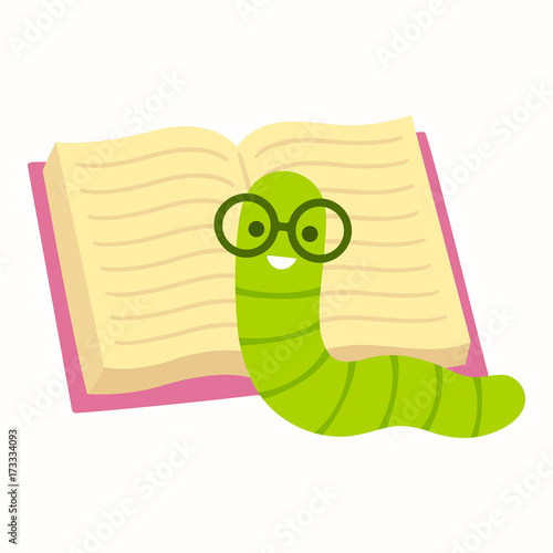 Bookworm cartoon illustration