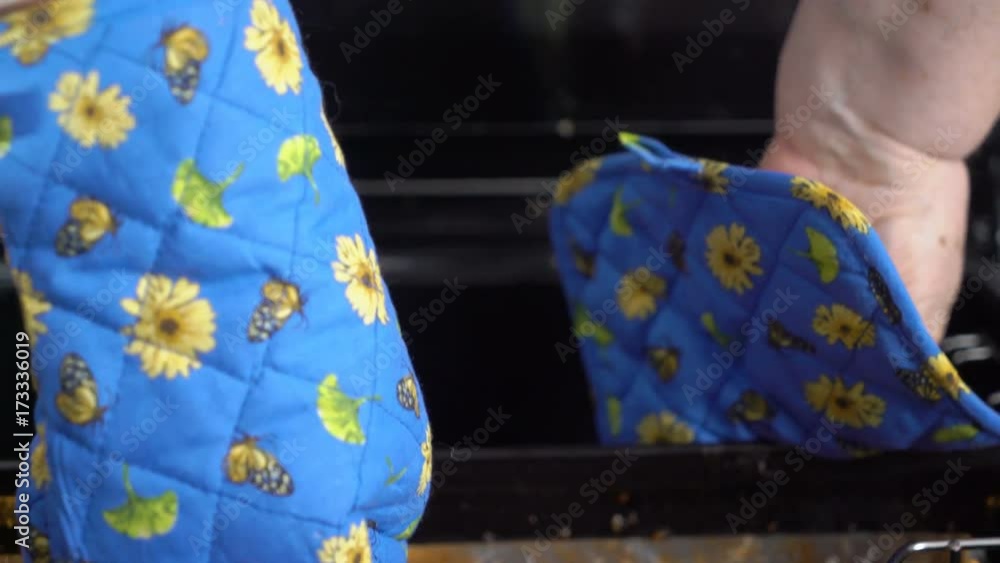 Vidéo Stock Cooking grilled steak ribeye in the oven with broiler. View