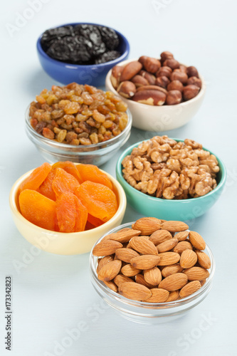 Variety of nuts and dried fruits for healthy snack