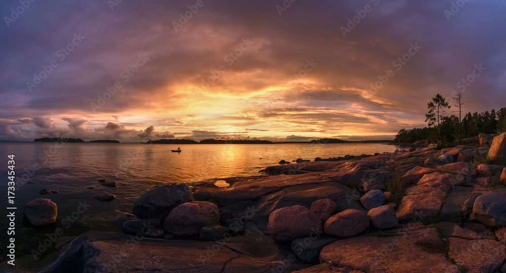 Fisherman at sunset