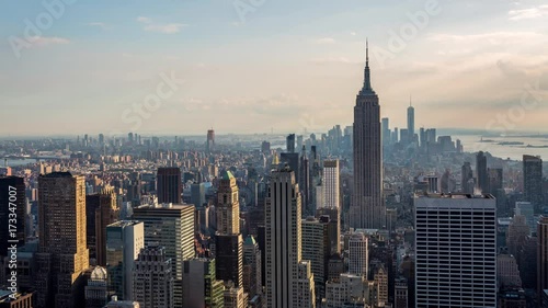 New York and Empire State Building Golden Hour Light Day Timelapse