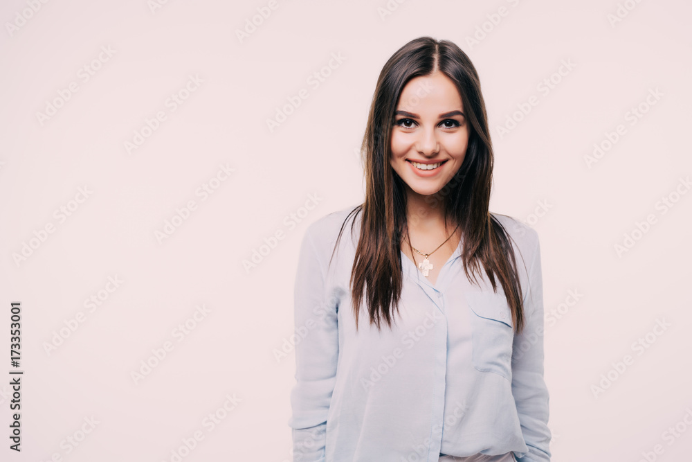 Portrait of smiling woman, isolated on white background Portrait of smiling woman, isolated on white background