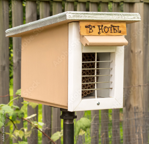 Side View of Handmade Mason Bee House