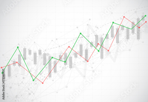 Business candle stick graph chart of stock market investment trading on dark background design. Bullish point, Trend of graph. Vector illustration