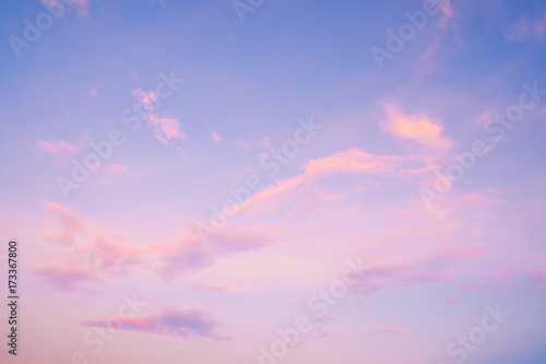 Nature background of beautiful sky landscape at sunset - serenity and rose quartz color filter © jakkapan