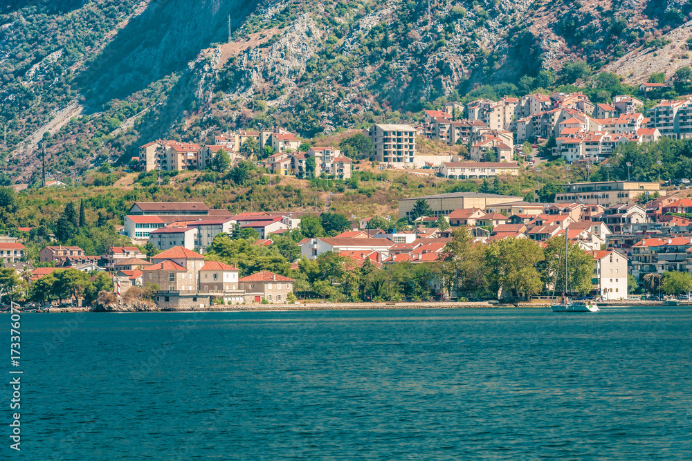 Fragment of a beautiful small town in Kotor Bay, Montenegro.