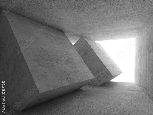 Abstract concrete room interior, 3d art