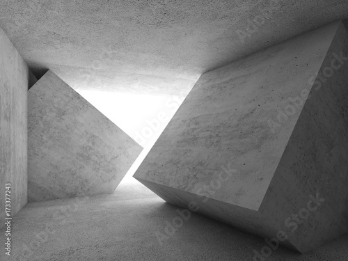 Abstract concrete interior with white window