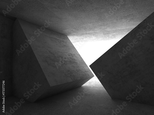 Concrete cube shaped installation, 3d