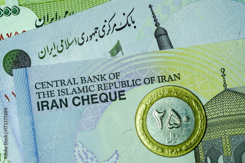 Close-up Iranian banknote and currency, Rials, Islamic Republic of Iran photo