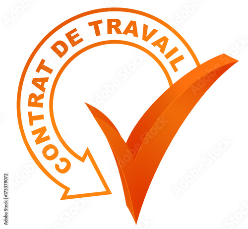 contrat de travail  sur symbole validé orange