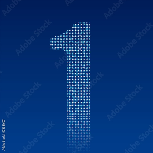 数字　ドット　青　1