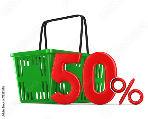 Green empty shopping basket...