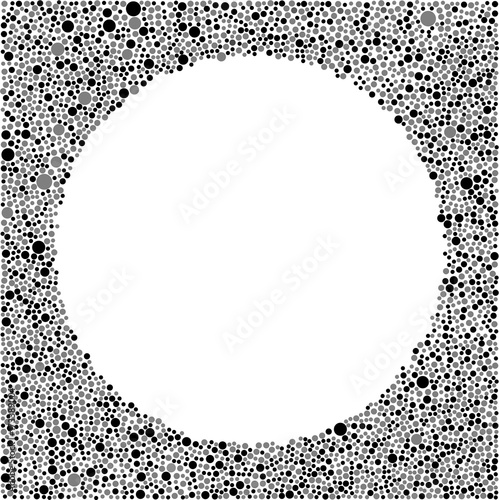 Black Grey Circle Frame Random Dots.