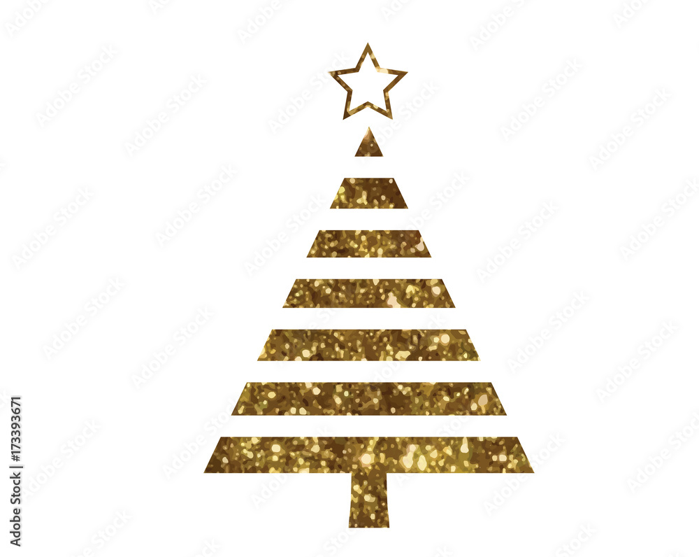 Vector golden glitter Christmas tree flat icon Vector golden glitter Christmas tree flat icon