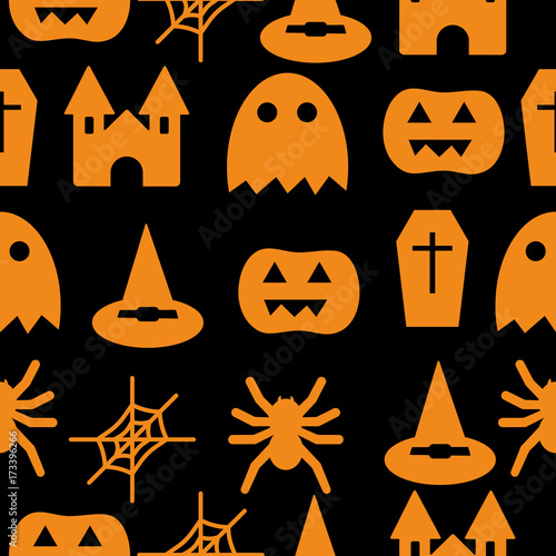 Set of halloween objects  pumpkins and lettering. Greeting card for party and sale. Vector illustration EPS10.