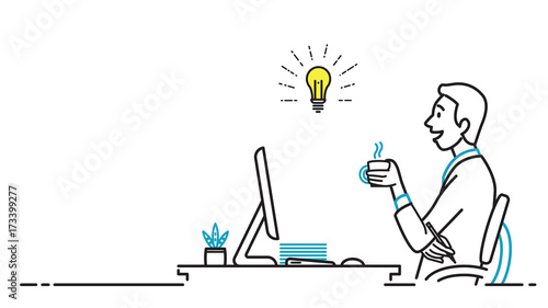 Business man getting idea at workplace
