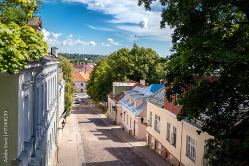 City landscape, street in Tartu, Estonia photo