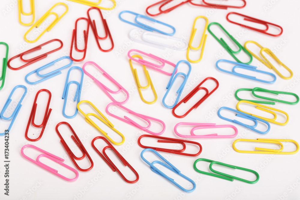 colorful paper clips isolated on white background colorful paper clips isolated on white background