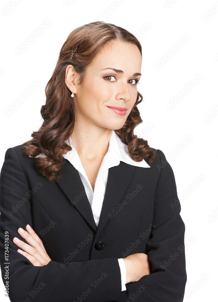 Happy smiling business woman, over white Happy smiling business woman, over white
