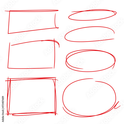 hand drawn red pen marker, highlighter elements