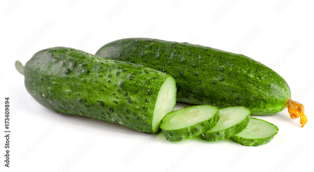 Sliced cucumber isolated on a white background Sliced cucumber isolated on a white background