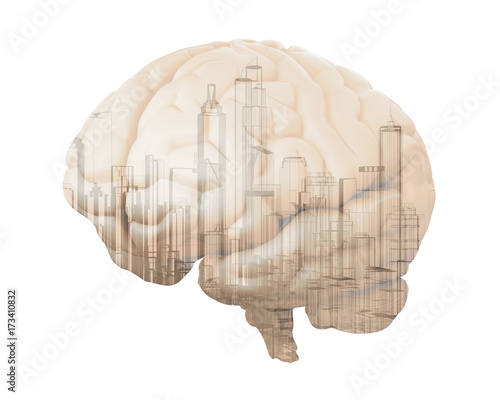 city in brain isolated on white
