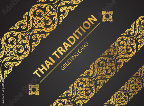 Thai art element Traditional design gold for greeting cards,book cover.vector