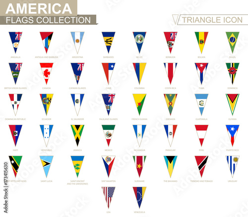 Flags of America, all American flags. Triangle icon.