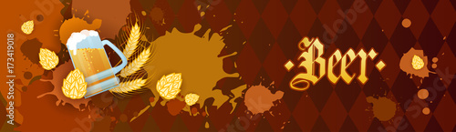 Oktoberfest Traditional Beer Festival Banner Holiday Poster Flat Vector Illustration