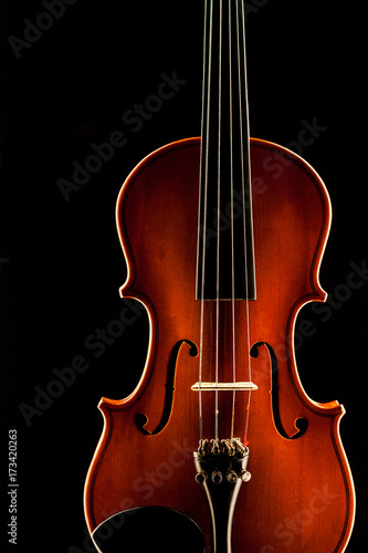 wooden violin on a black background