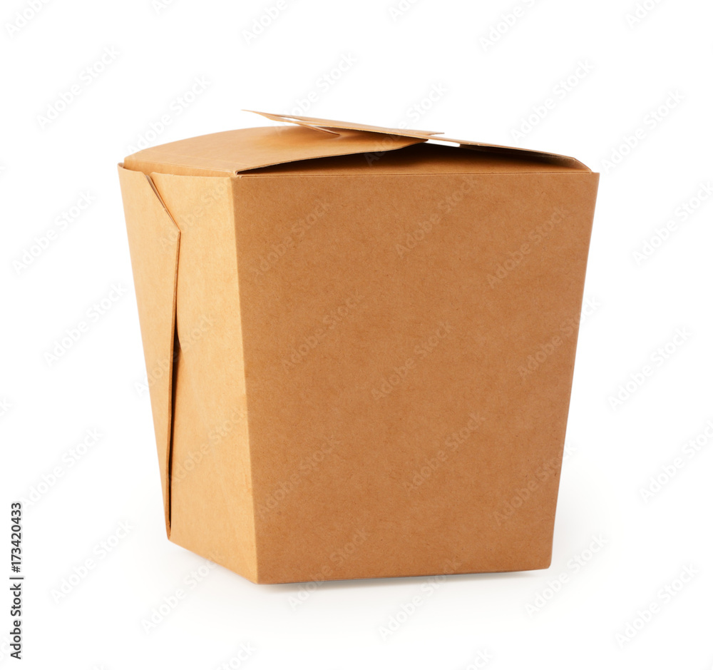 Paper box for food. Closed craft packaging for fastfood. Cardboard container for lunch, chinese food, noodles, snacks isolated on white background with clipping path. Paper box for food. Closed craft packaging for fastfood. Cardboard container for lunch, chinese food, noodles, snacks isolated on white background with clipping path.