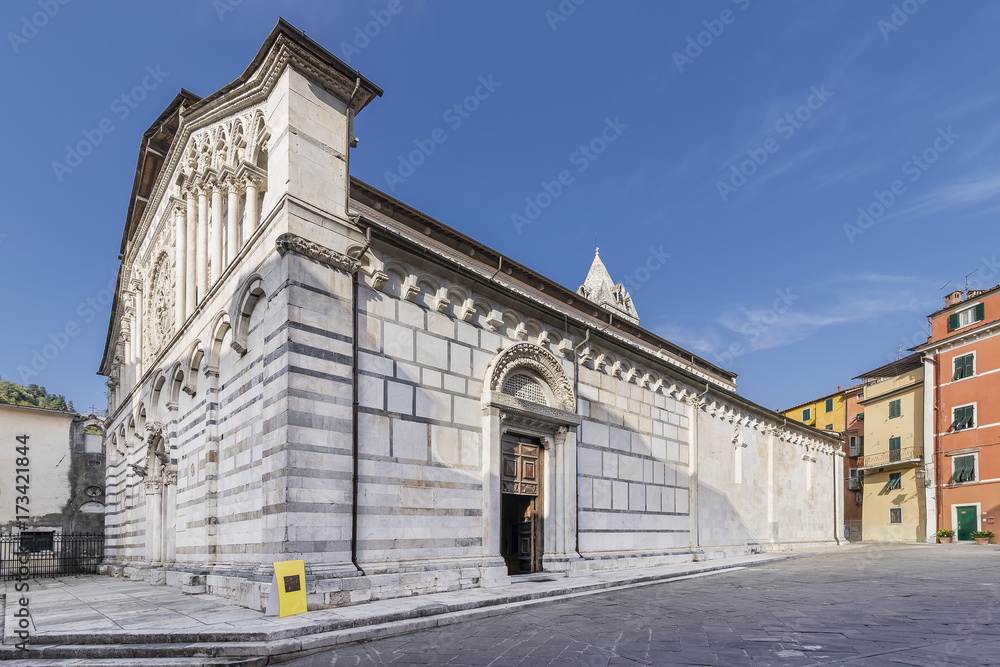 The Insigne Collegiate Mitrata Abbey of Sant'Andrea Apostolo, Duomo di Carrara, Tuscany, Italy, in a moment of tranquility