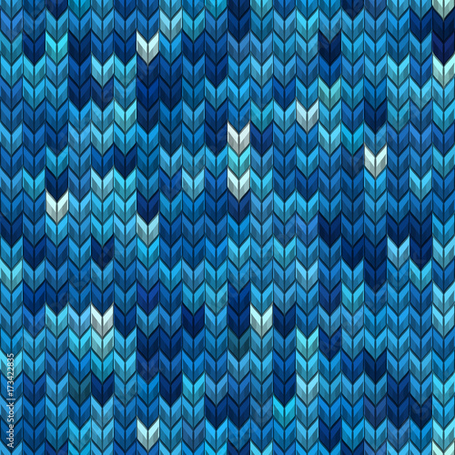 Light and dark blue knit seamless pattern. EPS 10 vector