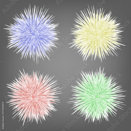 Set of Different Colorful Fur Spheres Background