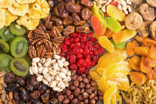 фотографія Mix of nuts , dried and candied fruit