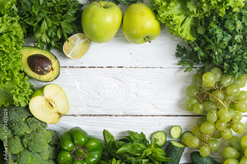 Fototapeta Naklejka Na Ścianę i Meble -  healthy green vegetables and fruits