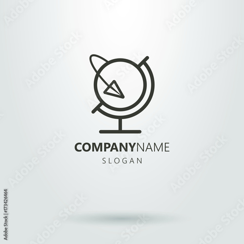 Black and white logo of the globe and paper airplane