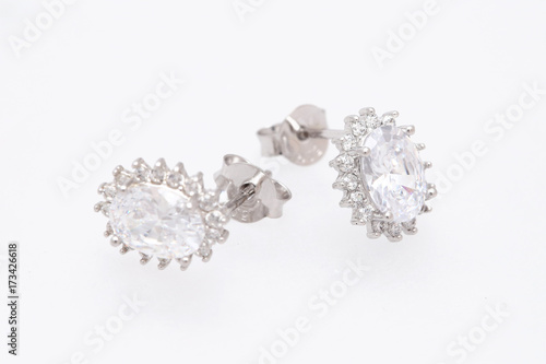 diamond earring on white background