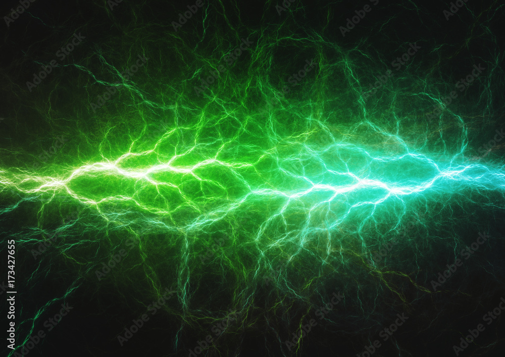 Green energy, electrical lightning background