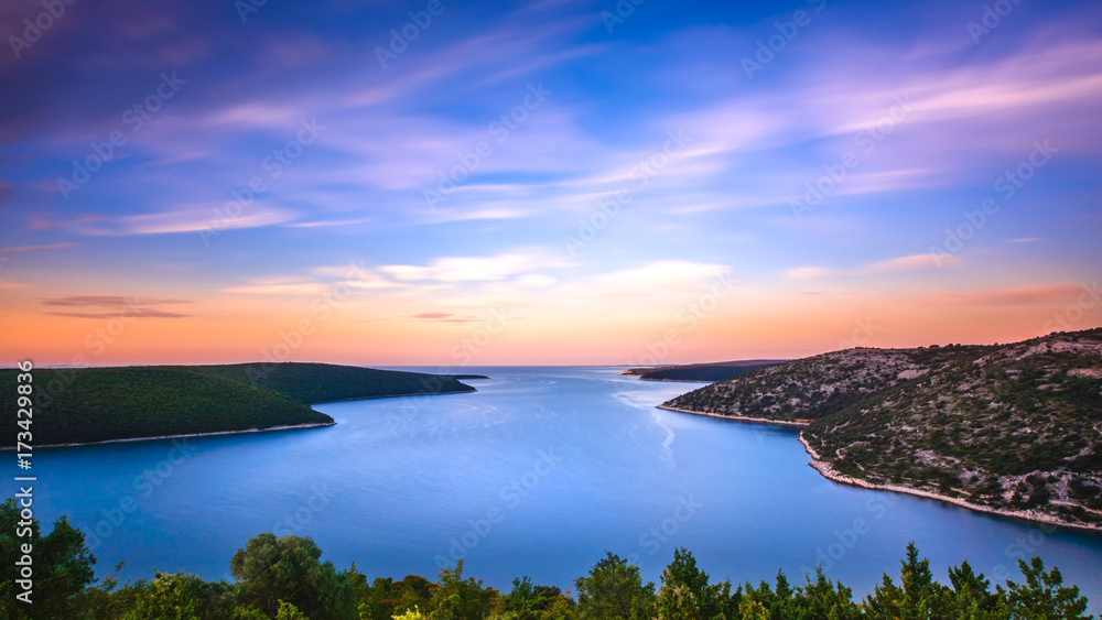 Naklejka premium Sunrise over the Sunrise over the Adriatic sea in Croatia
