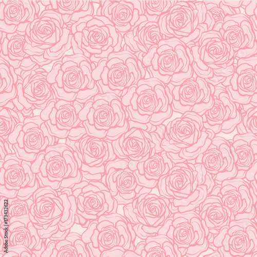 Rose flower seamless pattern. Pink roses on pink background. Sto