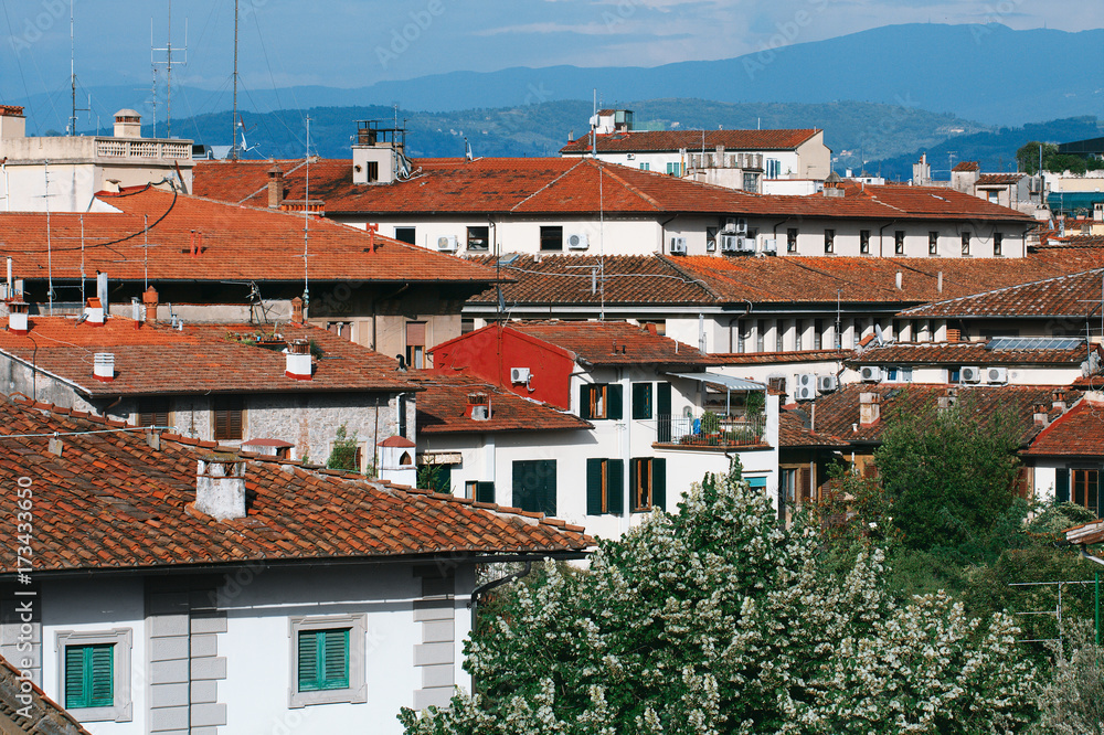 Orange roofs of the ancient part of Florence, Tuscany, Italy, Orange roofs of the ancient part of Florence, Tuscany, Italy,