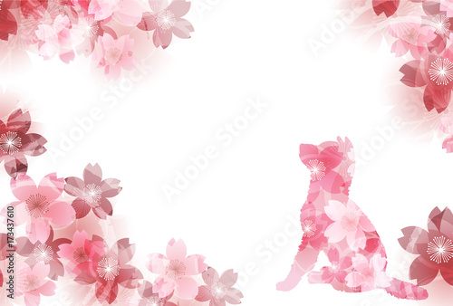 戌　年賀状　桜　背景 