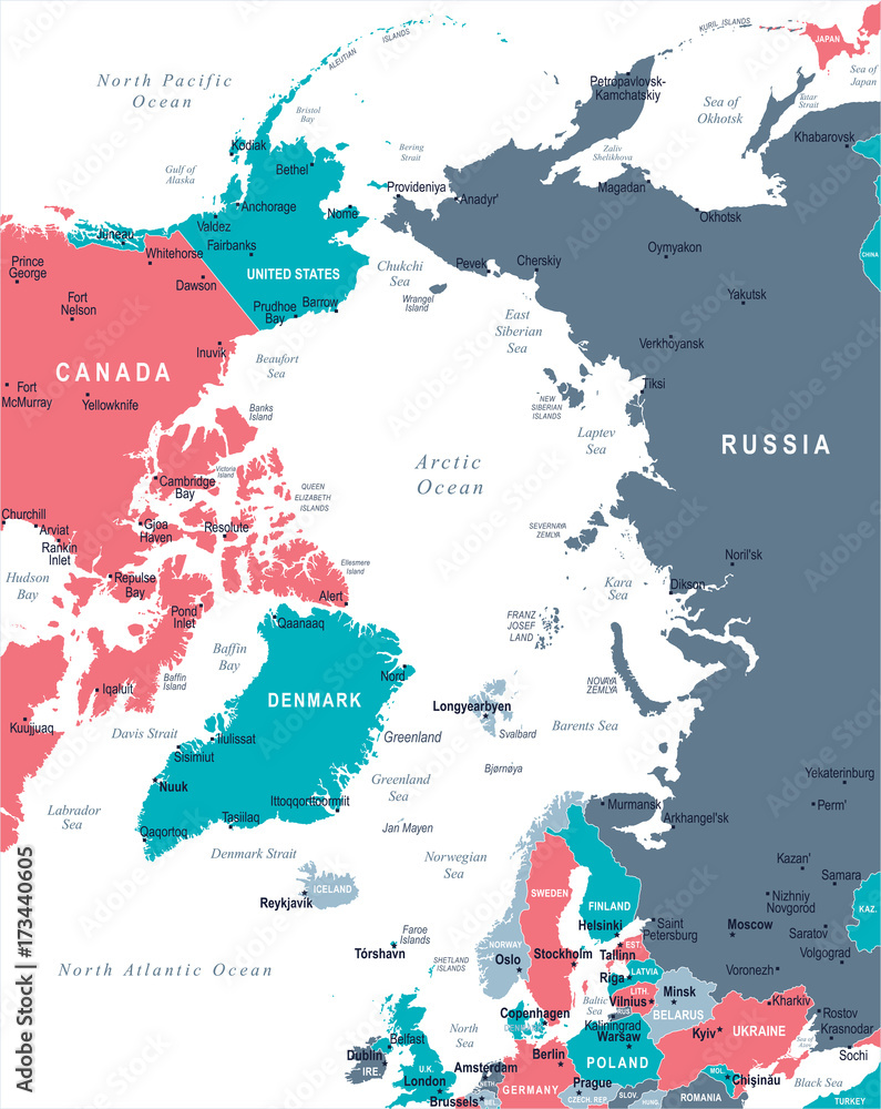 Fototapeta premium Mapa regionu Arktyki - ilustracji wektorowych