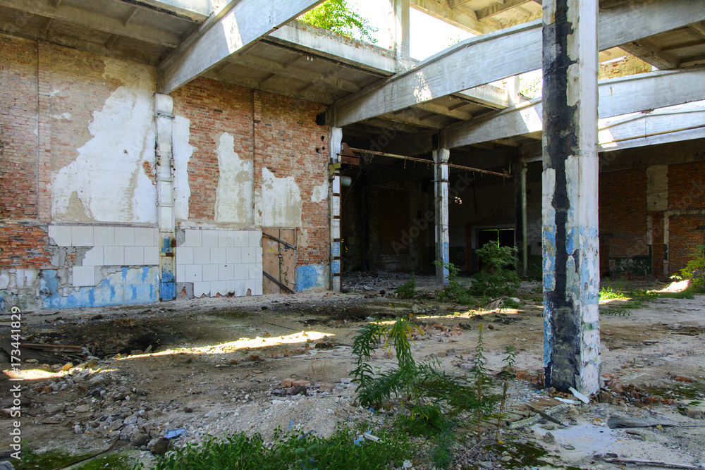 The destroyed building of the factory workshop, which worked for the defense industry of Ukraine. Robbery and an act of vandalism. September 2017