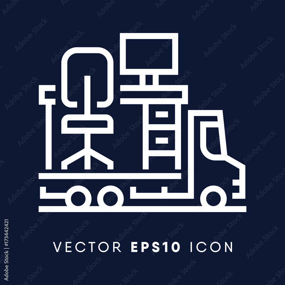 Office moving icon, relocation symbol. Modern, simple flat vector illustration for web site or mobile app Office moving icon, relocation symbol. Modern, simple flat vector illustration for web site or mobile app