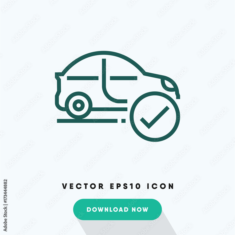 Car service checkmark icon, car maintance station symbol. Modern, simple flat vector illustration for web site or mobile app