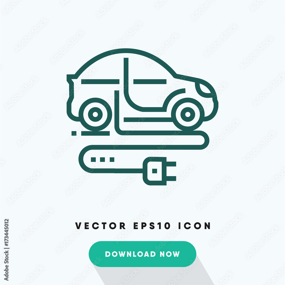 Electric car icon, ecologic symbol. Modern, simple flat vector illustration for web site or mobile app