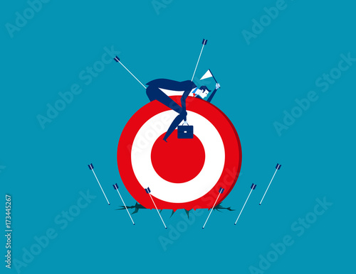 Businessman attacked by arrows. Concept business vector illustration. Flat style.